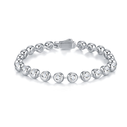 Stellar Beads Moissanite Bracelet - 20-Stone S925 Sterling Silver Light Luxury Tennis Bracelet, 6ct D Color 3EX Cut