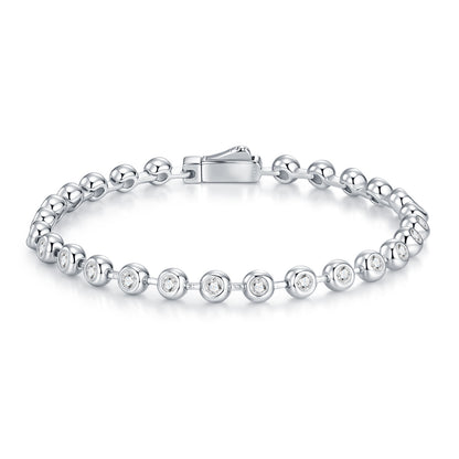 Stellar Beads Moissanite Bracelet - 20-Stone S925 Sterling Silver Light Luxury Tennis Bracelet, 6ct D Color 3EX Cut