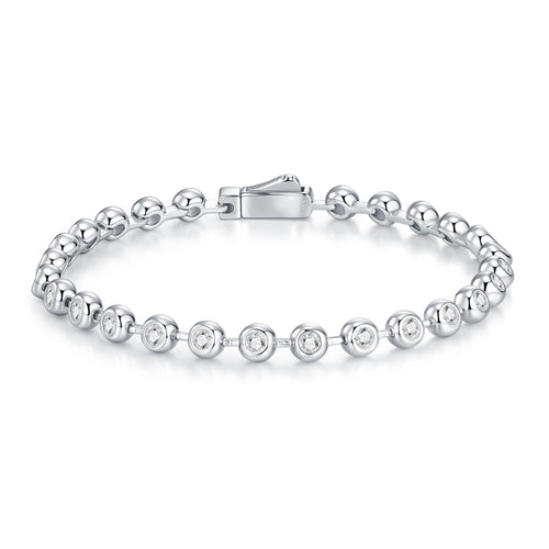 Stellar Beads Moissanite Bracelet - 20-Stone S925 Sterling Silver Light Luxury Tennis Bracelet, 6ct D Color 3EX Cut