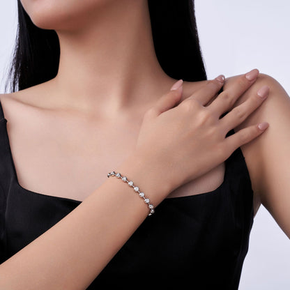 Stellar Beads Moissanite Bracelet - 20-Stone S925 Sterling Silver Light Luxury Tennis Bracelet, 6ct D Color 3EX Cut