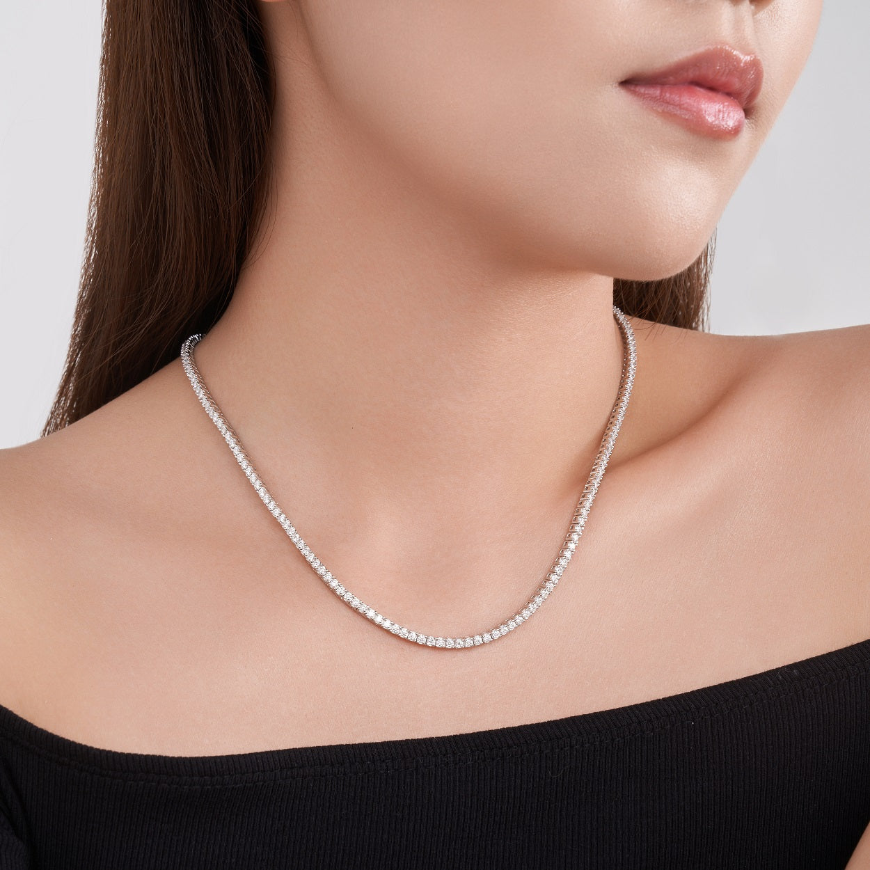 Endless Galaxy Moissanite Tennis Necklace | D Color 3EX Stones | 925 Sterling Silver, 18K White Gold Plated Luxury Jewelry