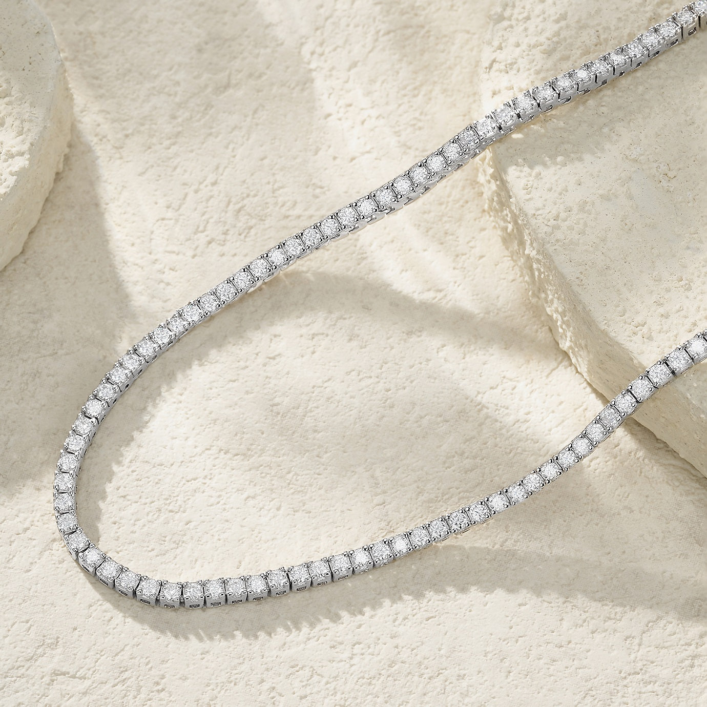 Endless Galaxy Moissanite Tennis Necklace | D Color 3EX Stones | 925 Sterling Silver, 18K White Gold Plated Luxury Jewelry