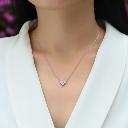 Love in the Moment Heart Necklace - 1CT D Color 3EX Moissanite Pendant, S925 Sterling Silver 18K White Gold Plated
