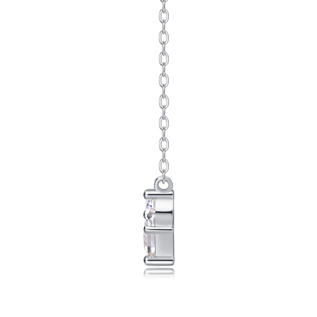 Love in the Moment Heart Necklace - 1CT D Color 3EX Moissanite Pendant, S925 Sterling Silver 18K White Gold Plated