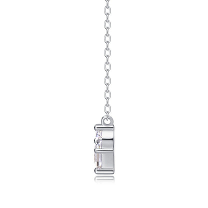 Love in the Moment Heart Necklace - 1CT D Color 3EX Moissanite Pendant, S925 Sterling Silver 18K White Gold Plated