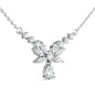 925 Silver Leaf - Shaped Moissanite Necklace | 18K White Gold Plated, 5*8mm Pear - Cut Main Stone + 13 Accent Stones, Cross Round Chain