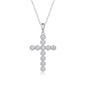 11-Stone Moissanite Cross Necklace - S925 Sterling Silver 3EX Cut D Color Pendant, Religious Collarbone Chain