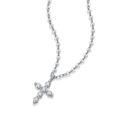 6-Stone Moissanite Small-sized Cross Necklace - S925 Sterling Silver 3EX Cut D Color Pendant, Religious Collarbone Chain