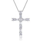 5.5ct 11-Stone Moissanite Cross Necklace - S925 Sterling Silver 3EX Cut D Color Pendant, Religious Collarbone Chain