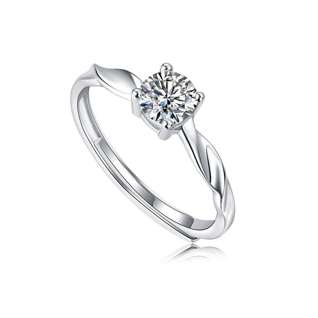 Match Made in Heaven Moissanite Couple Rings - S925 Sterling Silver 0.5ct Adjustable Matching Bands for Him & Her