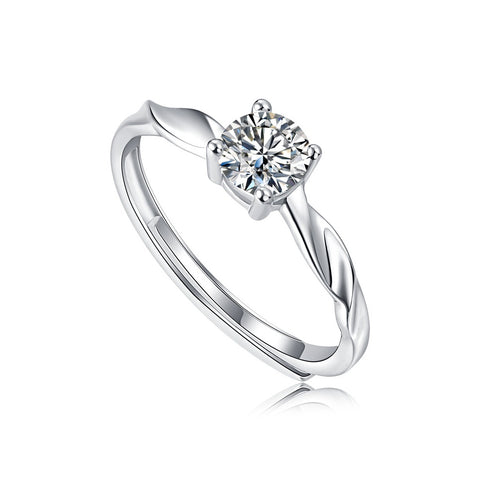 Match Made in Heaven Moissanite Couple Rings - S925 Sterling Silver 0.5ct Adjustable Matching Bands for Him & Her