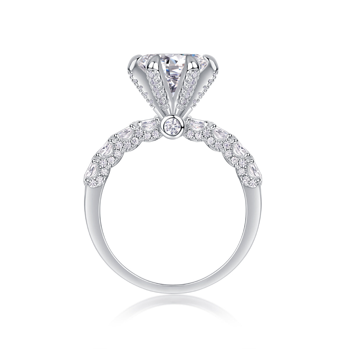 “Happiness Returns” 3CT D - Color Moissanite Six - Prong Ring | S925 Silver, 18K White Gold Plated