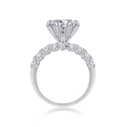 “Happiness Returns” 3CT D - Color Moissanite Six - Prong Ring | S925 Silver, 18K White Gold Plated