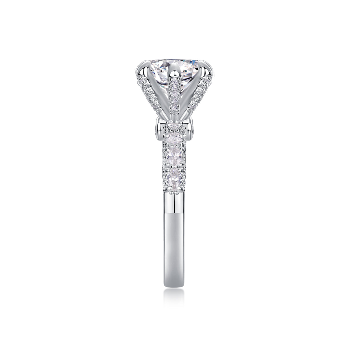 “Happiness Returns” 3CT D - Color Moissanite Six - Prong Ring | S925 Silver, 18K White Gold Plated