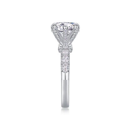 “Happiness Returns” 3CT D - Color Moissanite Six - Prong Ring | S925 Silver, 18K White Gold Plated