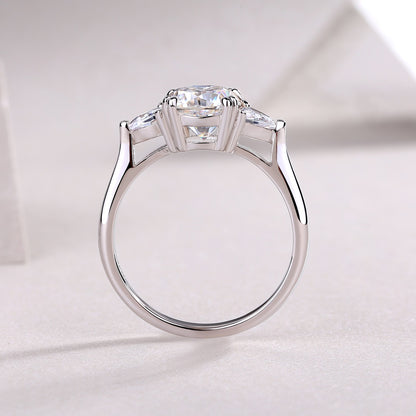 Guardian of Love 1.6CT Three-Stone Marquise Moissanite Ring | S925 Sterling Silver with 18K White Gold Plating (GRA Certified)