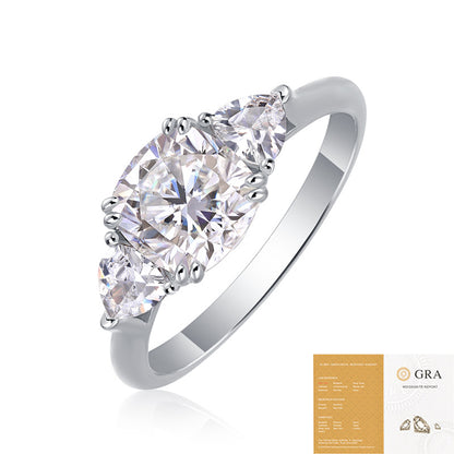Guardian of Love 1.6CT Three-Stone Marquise Moissanite Ring | S925 Sterling Silver with 18K White Gold Plating (GRA Certified)
