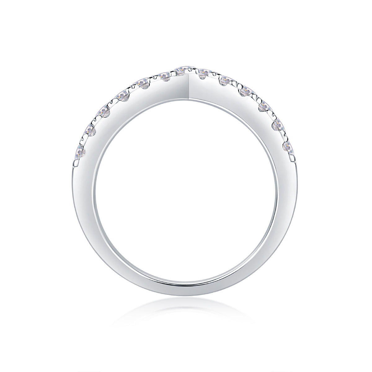 Chase Dreams Moissanite V-Ring - S925 Sterling Silver 0.4ct D Color V-Shaped Stackable Ring, 3EX Cut