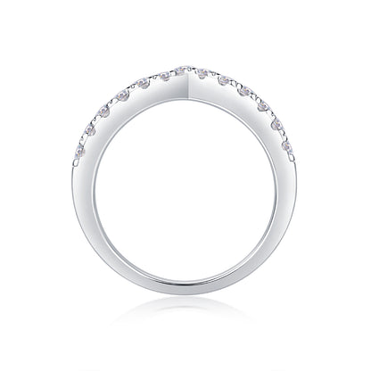 Chase Dreams Moissanite V-Ring - S925 Sterling Silver 0.4ct D Color V-Shaped Stackable Ring, 3EX Cut