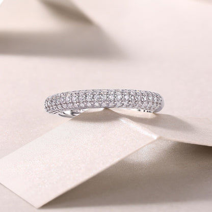 Summer of Our Youth Full Eternity Moissanite Ring | 63 D Color 3EX Stones | 925 Sterling Silver, 18K White Gold Plated Luxury Jewelry