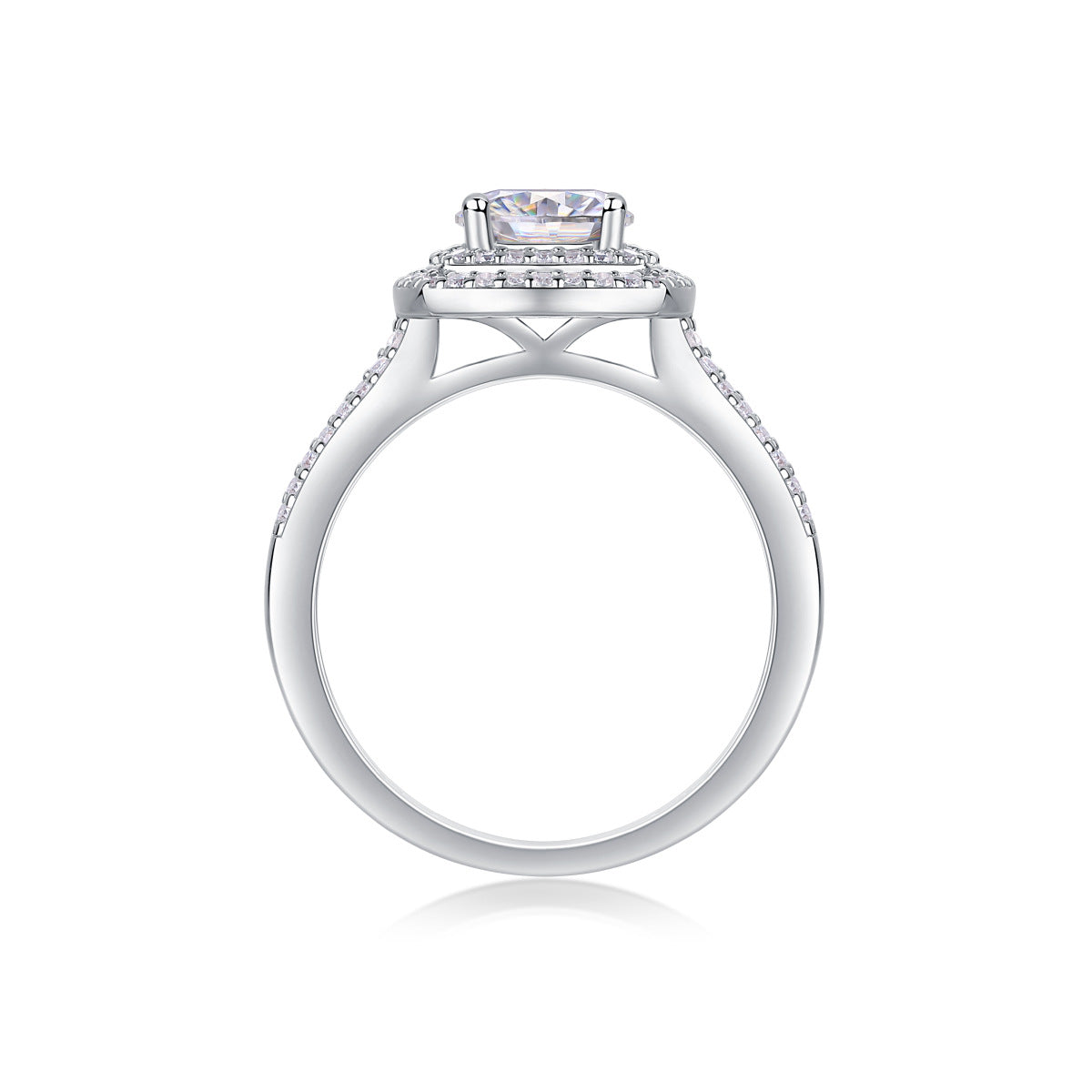 Sweet Holiday 1CT Square Halo Moissanite Ring | S925 Silver with 18K White Gold Plating,GRA Certified