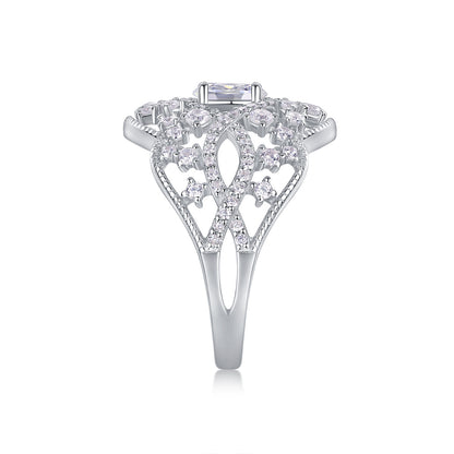 Blossom Cascade Multi-Carat Moissanite Statement Ring for Women | 925 Sterling Silver , GRA Certified