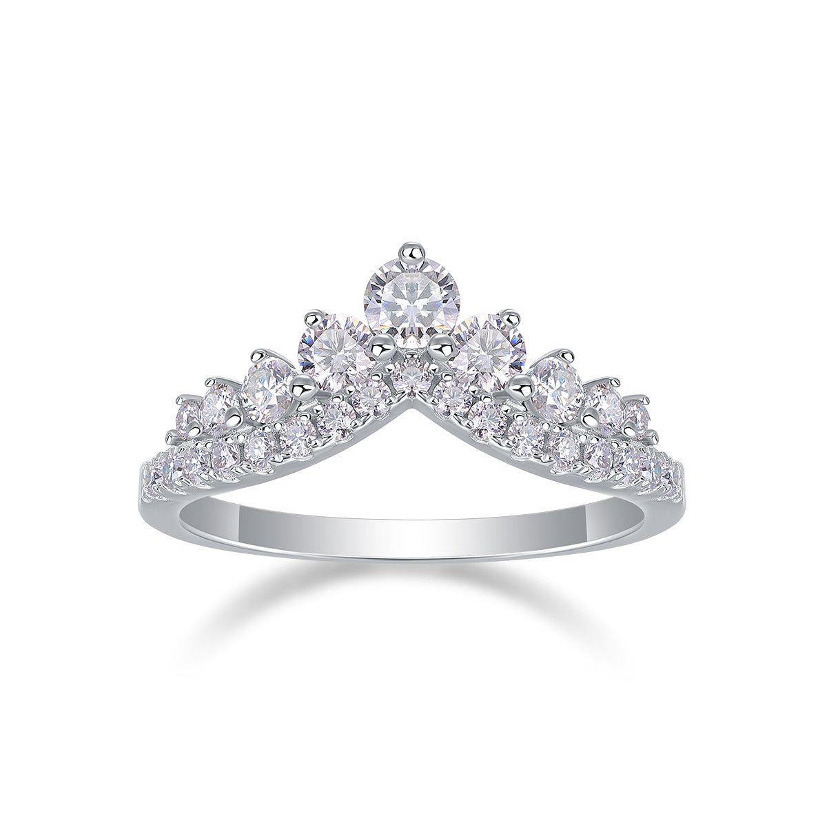 “Victoria” Crown - Inspired Moissanite Ring | S925 Silver, 18K White Gold Plated, D - Color VVS