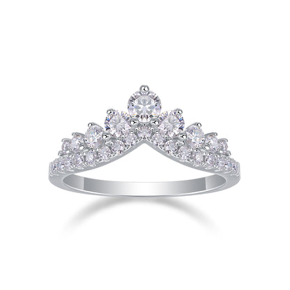 “Victoria” Crown - Inspired Moissanite Ring | S925 Silver, 18K White Gold Plated, D - Color VVS