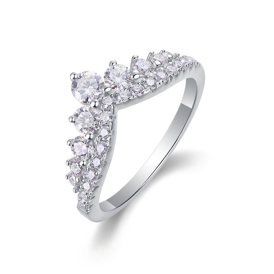 Victoria Crown - Inspired Moissanite Ring | S925 Silver, 18K White Gold Plated, D - Color VVS