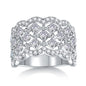 Lace Snowflake Moissanite Ring - 18-Stone D Color 3EX Cut, S925 Sterling Silver 18K White Gold Plated Snowflake Band