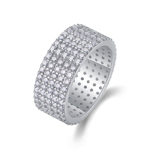 Starry Cluster Moissanite Ring - S925 Sterling Silver 195-Stone Pave Band, D Color 3EX Cut Full Eternity Ring