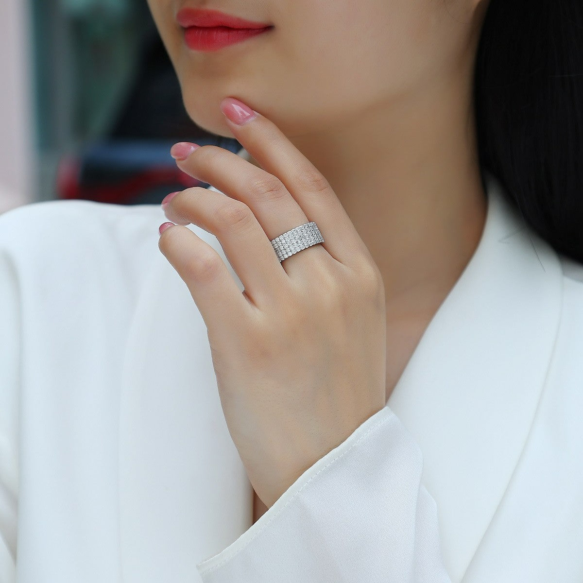 Starry Cluster Moissanite Ring - S925 Sterling Silver 195-Stone Pave Band, D Color 3EX Cut Full Eternity Ring