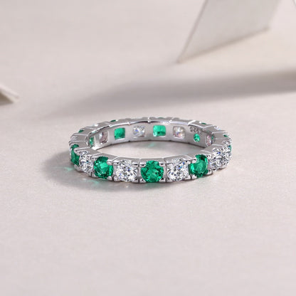 Luxury Moissanite and Lab-Grown Green Diamond Emerald Ring for Women | 925 Sterling Silver, Elegant & Ethical Jewelry