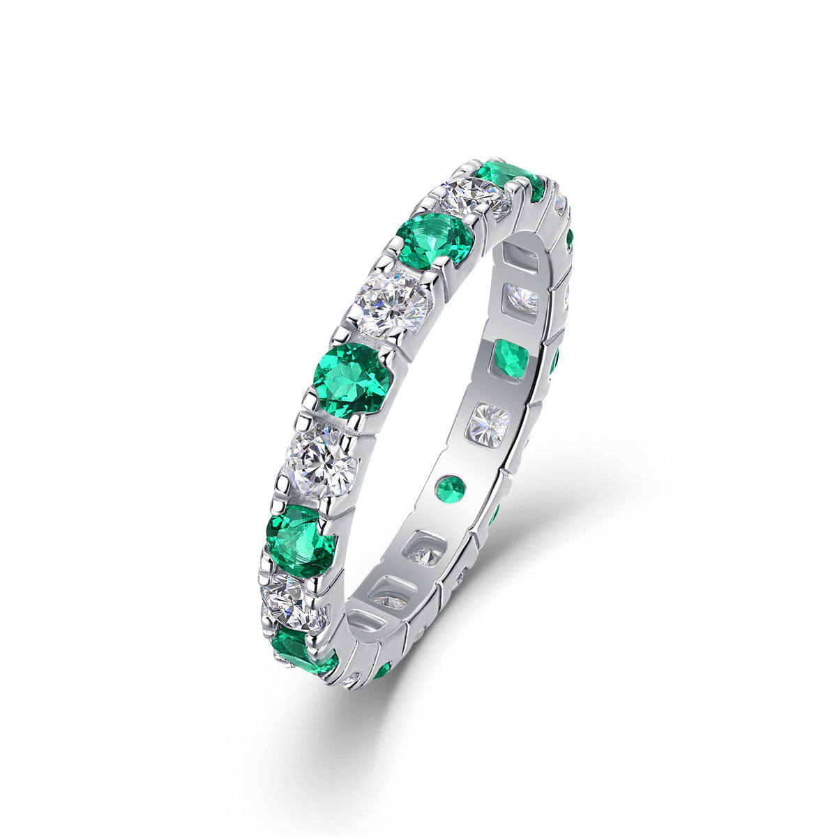 Luxury Moissanite and Lab-Grown Green Diamond Emerald Ring for Women | 925 Sterling Silver, Elegant & Ethical Jewelry