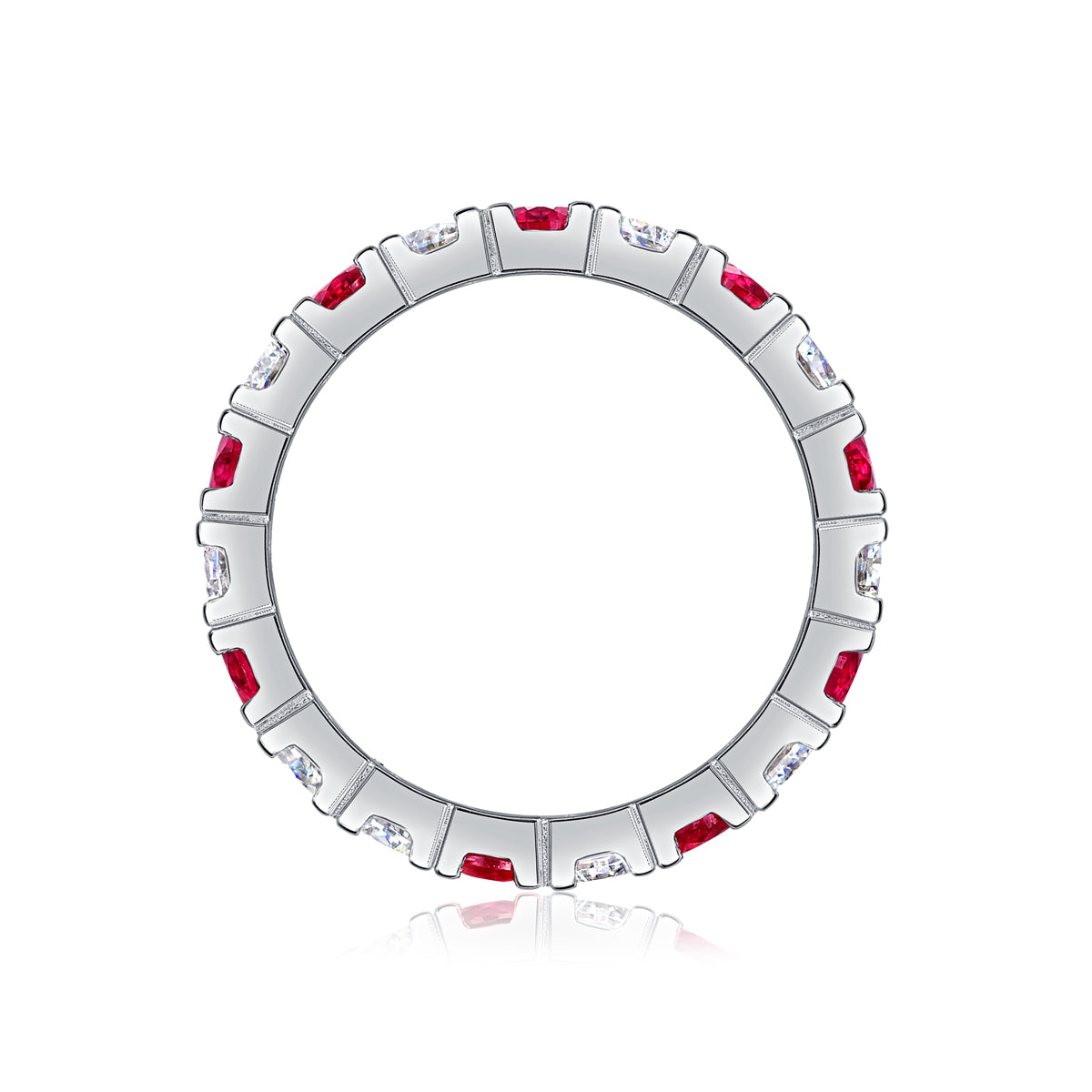 Luxury Moissanite and Lab-Grown Ruby Ring for Women | 925 Sterling Silver, Red Gemstone Fine Jewelry