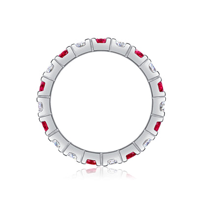 Luxury Moissanite and Lab-Grown Ruby Ring for Women | 925 Sterling Silver, Red Gemstone Fine Jewelry