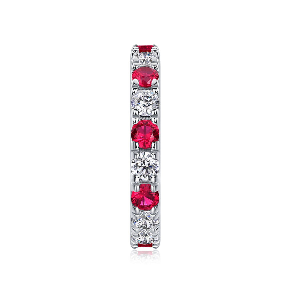 Luxury Moissanite and Lab-Grown Ruby Ring for Women | 925 Sterling Silver, Red Gemstone Fine Jewelry