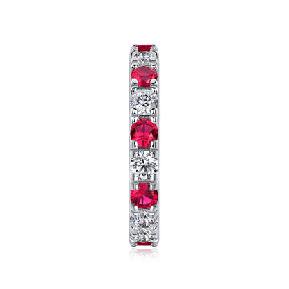 Luxury Moissanite and Lab-Grown Ruby Ring for Women | 925 Sterling Silver, Red Gemstone Fine Jewelry