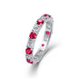 Luxury Moissanite and Lab-Grown Ruby Ring for Women | 925 Sterling Silver, Red Gemstone Fine Jewelry