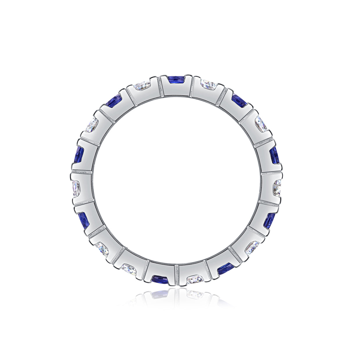 Moissanite and Lab-Grown Sapphire Ring for Women | 925 Sterling Silver, Luxury Blue Gemstone Jewelry