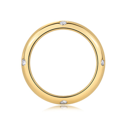 Starry Sky Yellow Gold Moissanite Band Ring | S925 Silver with 18K Gold Plating, GRA Certified