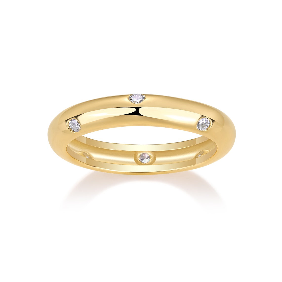 Starry Sky Yellow Gold Moissanite Band Ring | S925 Silver with 18K Gold Plating, GRA Certified