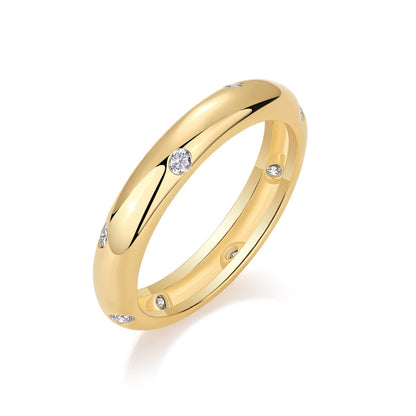 Starry Sky Yellow Gold Moissanite Band Ring | S925 Silver with 18K Gold Plating, GRA Certified