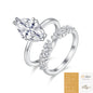 Star Gaze Marquise Moissanite Ring Set | D Color 3EX Stones, 925 Sterling Silver with 18K White Gold Plating, GRA Certified