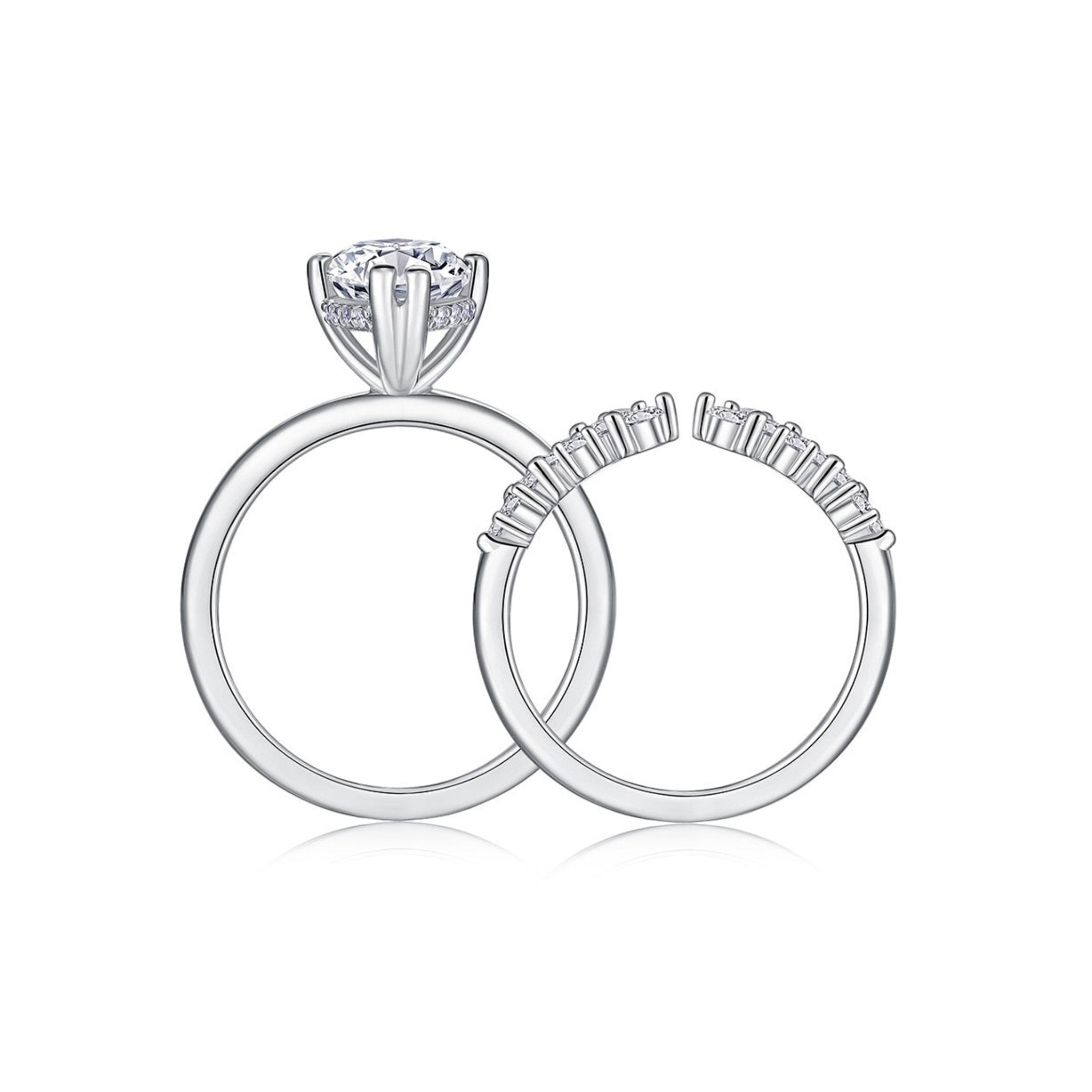 Star Gaze Marquise Moissanite Ring Set | D Color 3EX Stones, 925 Sterling Silver with 18K White Gold Plating, GRA Certified