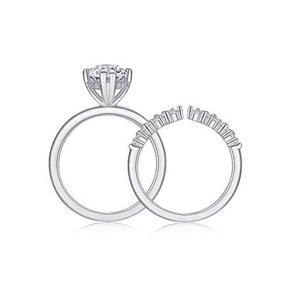 Star Gaze Marquise Moissanite Ring Set | D Color 3EX Stones, 925 Sterling Silver with 18K White Gold Plating, GRA Certified