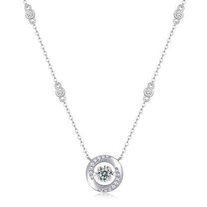 Moissanite Pulsating Heart Necklace - S925 Sterling Silver Light Luxury Collarbone Chain for Women, Trending Minimalist Jewelry