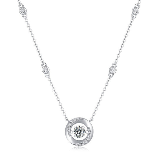 Collier cœur vibrant en moissanite – Chaîne de clavicule légère et luxueuse en argent sterling S925 pour femme, bijoux minimalistes tendance