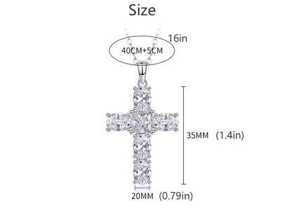 S925 Sterling Silver Moissanite Cross Pendant Necklace for Women - Personalized Elegant Clavicle Chain, Dainty Christian Jewelry Gift for Her, Wedding Party Everyday Wear